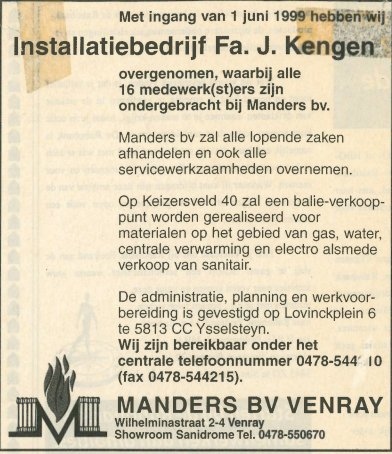 Bericht over de overname van installatiebedrijf Fa. J. Kengen